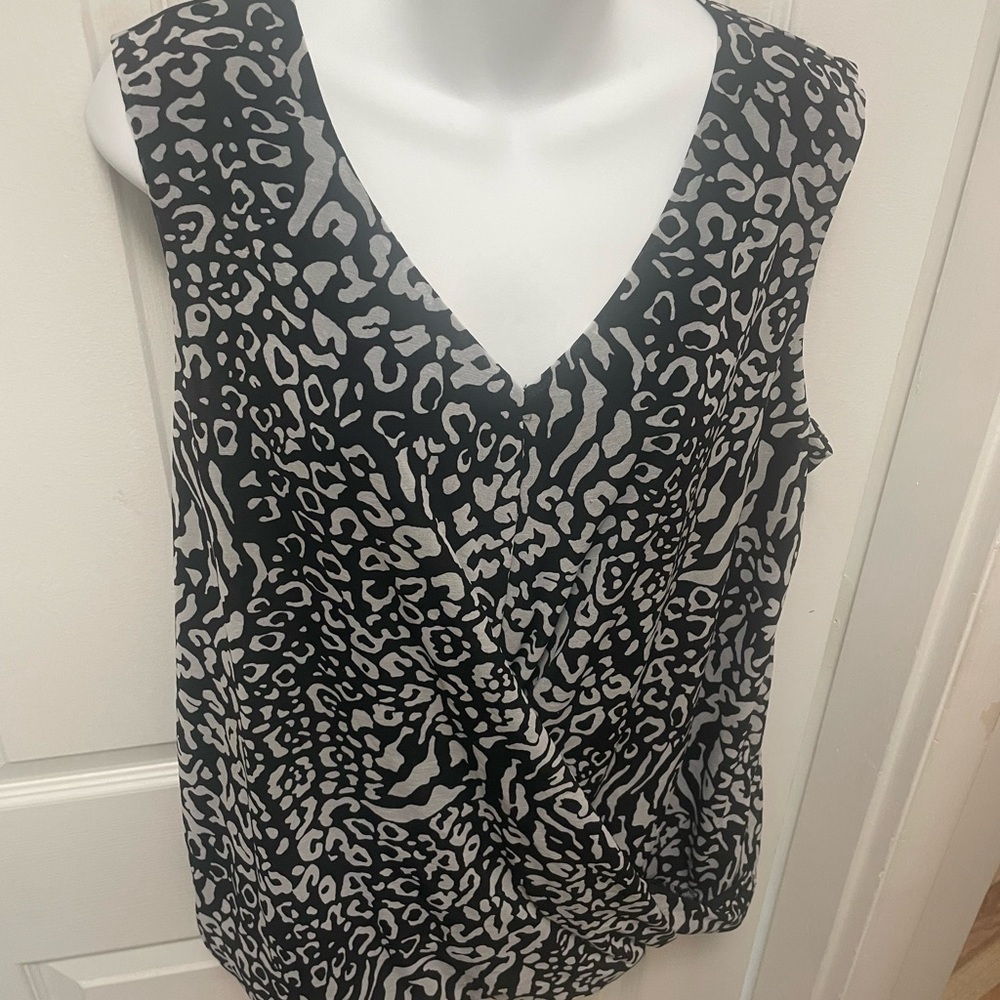 Dana Buchman Black and Gray Animal Print Blouse